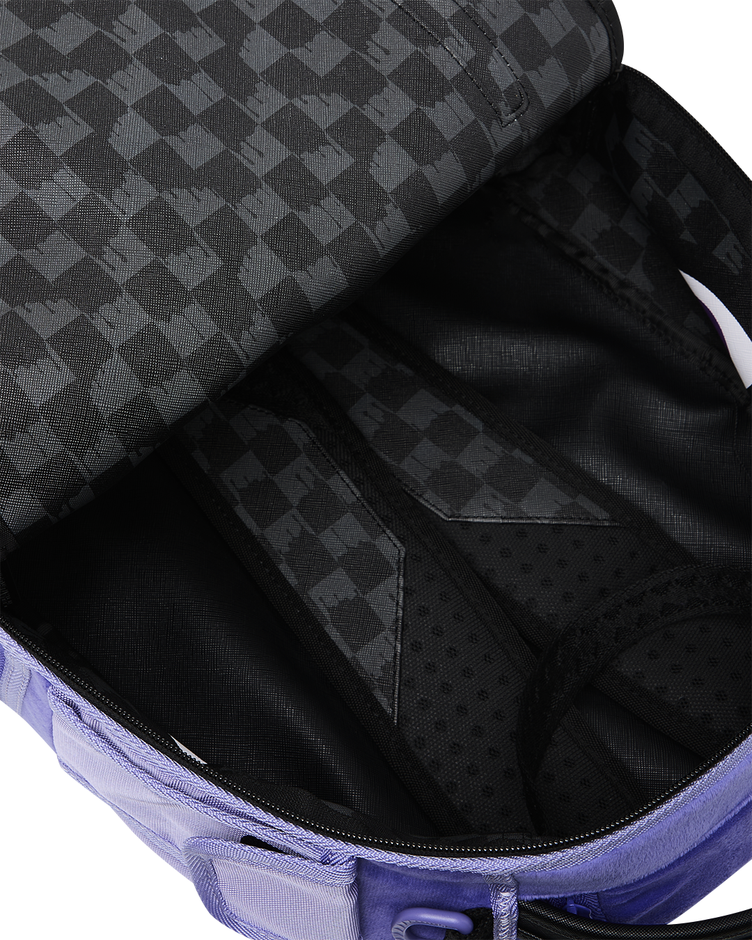 REVERSE MODE - PURPLE VELOUR TO BLACK CHECK BACKPACK