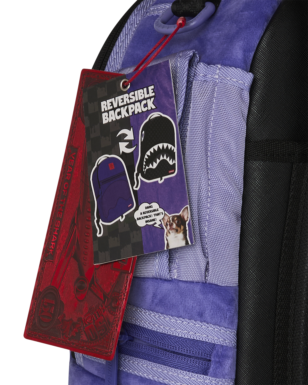 REVERSE MODE - PURPLE VELOUR TO BLACK CHECK BACKPACK
