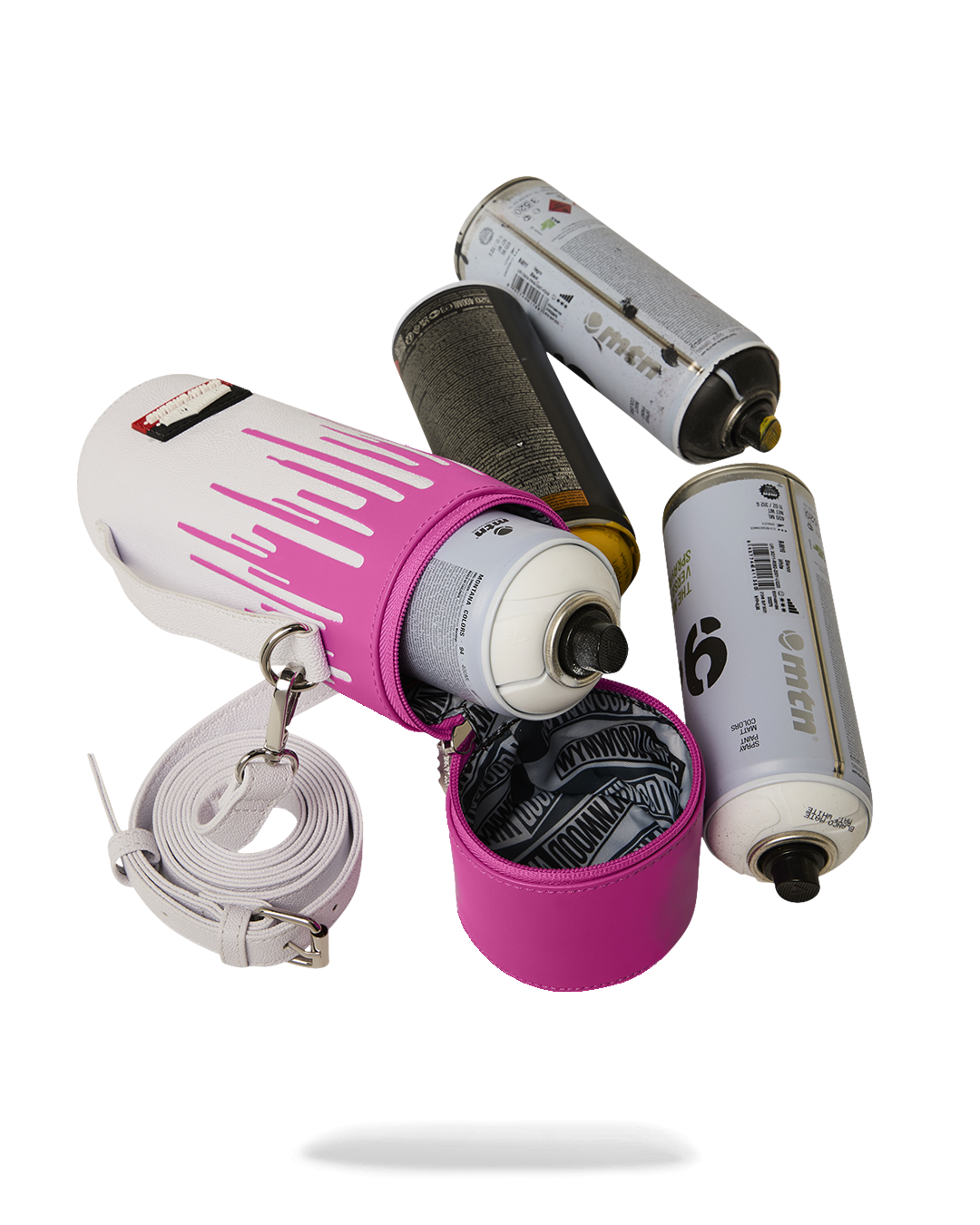 WYNWOOD WALLS COLLAB WATER BOTTLE OR SPRAYCAN HOLDER (WHT/PNK)