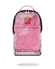 CLEAR DLX BACKPACK - CHECKED OUT (PINK DRIP)