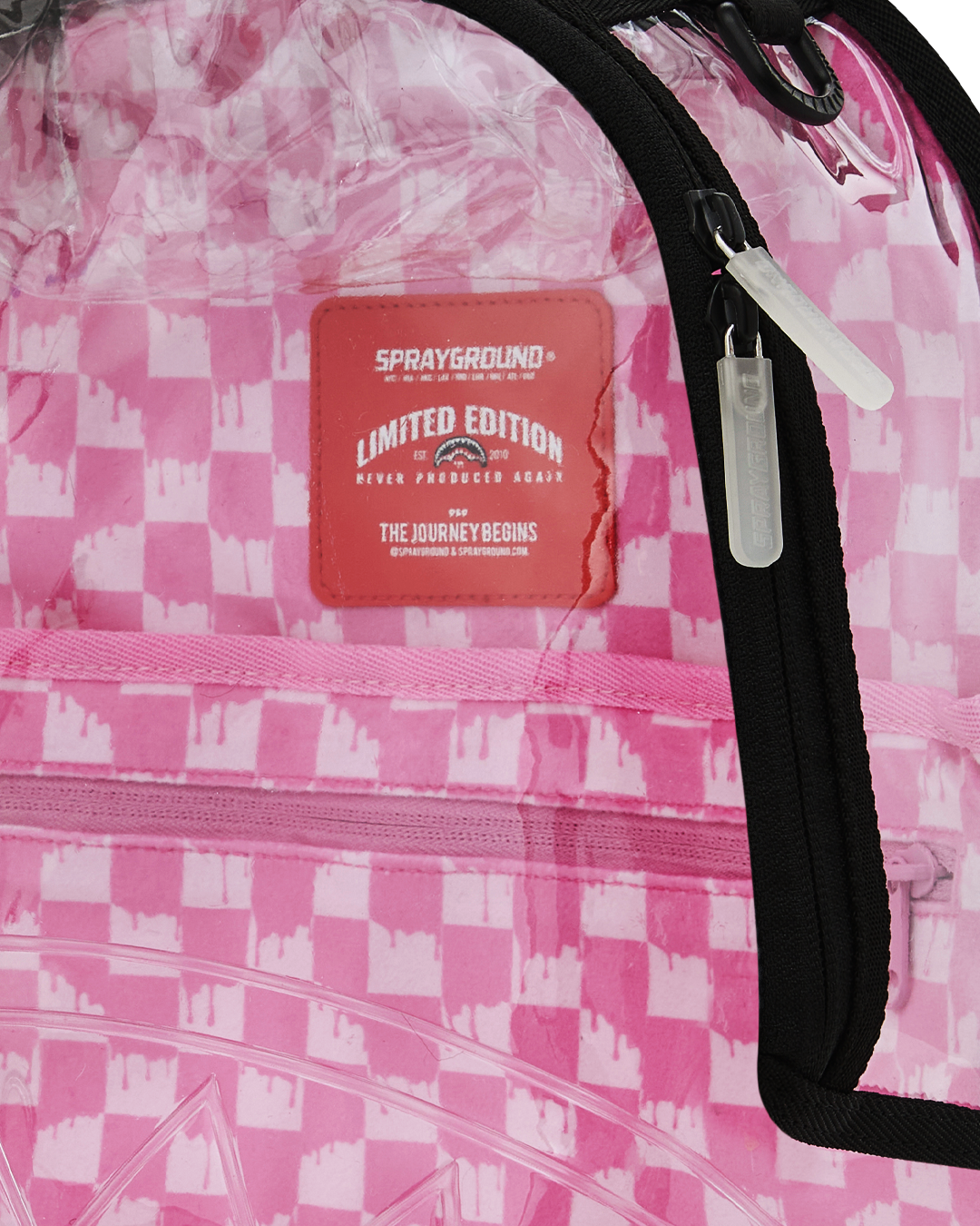 CLEAR DLX BACKPACK - CHECKED OUT (PINK DRIP)