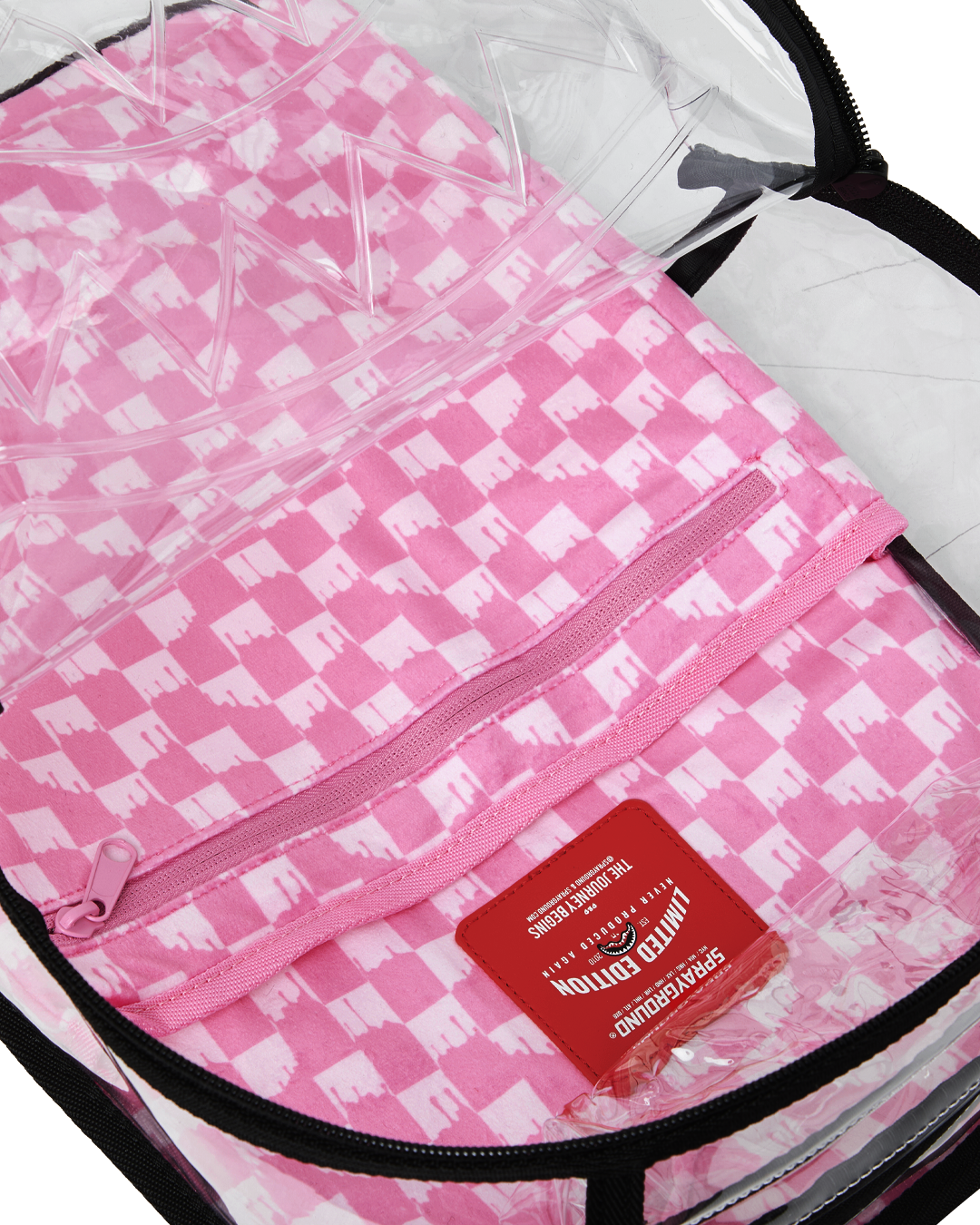 CLEAR DLX BACKPACK - CHECKED OUT (PINK DRIP)