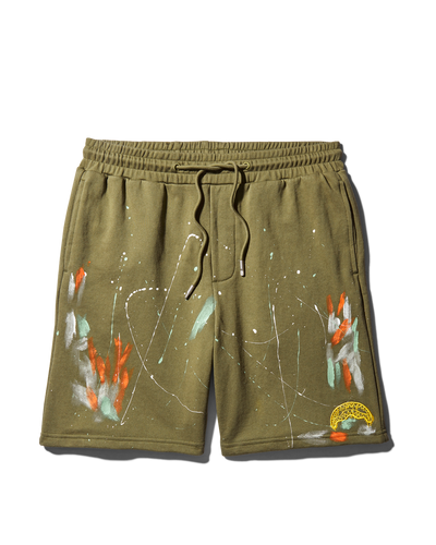 PAINT SPLAT KNIT SHORTS (GREEN)